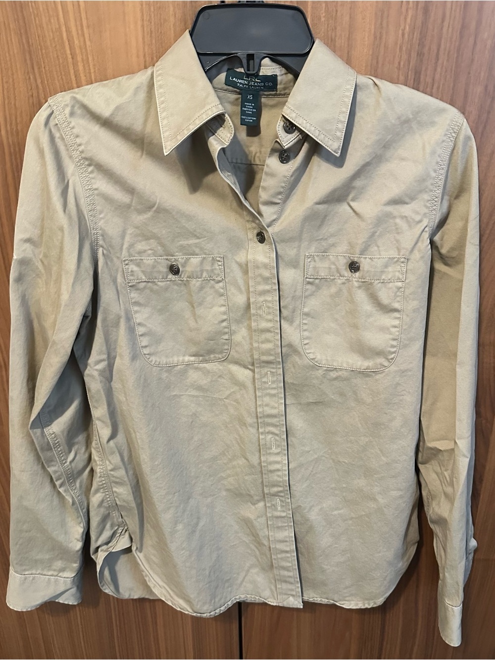 LRL Lauren Jeans Co Khaki Button-Up Shirt